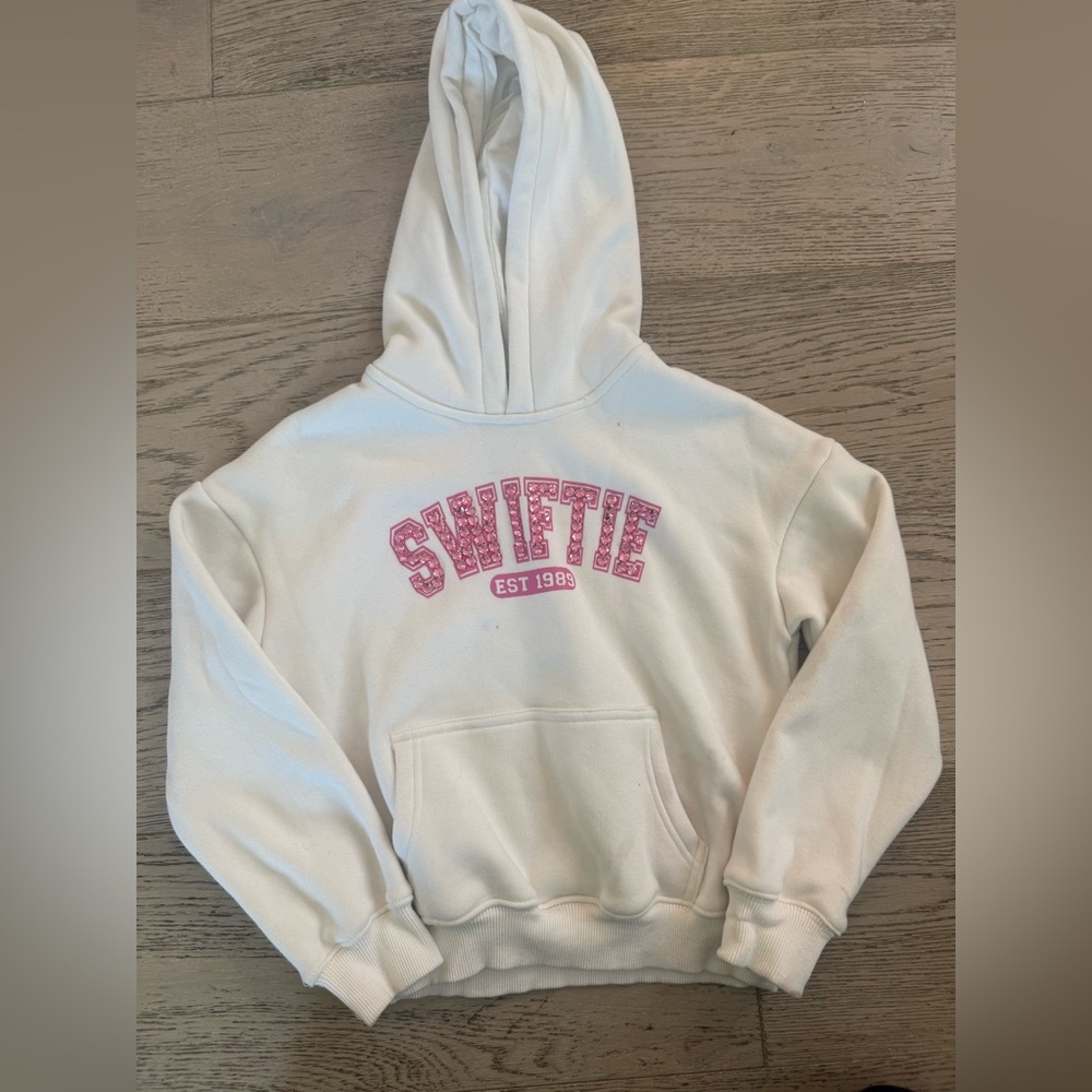 Lola + The Boys Cream Hoodie with Pink 'SWIFTIE' Graphic